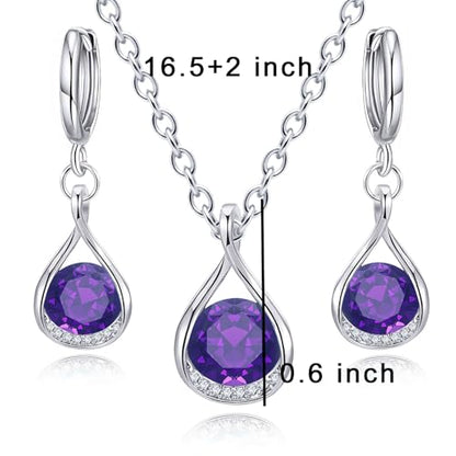 IFKM Silver Jewelry Sets For Women Rhinestone Pearl Crystal CZ Choker Necklace Earrings Bracelets Set For Bridal Bridesmaid Accessories Wedding Prom Anniversary Birthday Gifts - color: Purple
