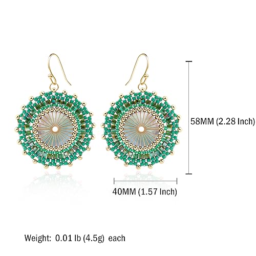 Colorful Bead Earrings For Women Summer Beach Handmade Bead Earrings Bohemia Hoop Dangle Earring For women - color: Green
