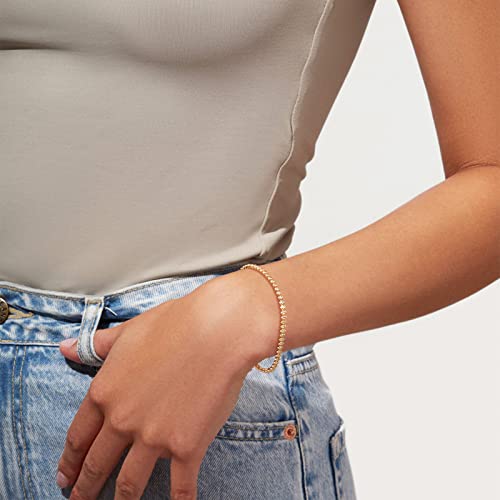 Gold Chain Bracelet for Women, 14K Gold Plated | Dainty Bracelets with Adjustable Chain, Trendy Jewelry Gift for Women - style: Oval CZ