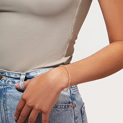 Gold Chain Bracelet for Women, 14K Gold Plated | Dainty Bracelets with Adjustable Chain, Trendy Jewelry Gift for Women - style: Oval CZ