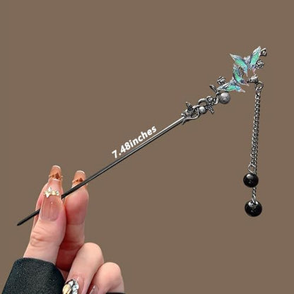 5 Pcs Hair sticks for buns,Decoration Hair pins for women,Buns and Updos with No Hair Damage, Butterfly Tassel Metal Pin Great Hold,Suitable for fine hair US459