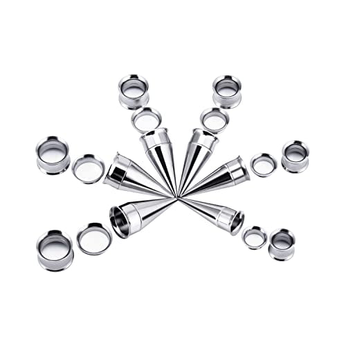 36PCS Ear Gauge Stretching Kit Stainless Steel Double Flare Alloy Tapers 3 In 1 Plugs Set Eyelet 14G-00G - color: 11-16mm