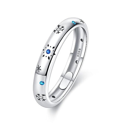 KUNSIR 925 Sterling Silver Rings Classic Cubic Zirconia Eternity Promise Statement Anniversary Wedding Bands Engagement Rings for Women Infinity Forever Love Ring Size 7-9 - style: Romantic snowflake Ring
