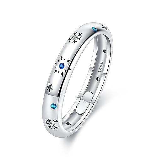 KUNSIR 925 Sterling Silver Rings Classic Cubic Zirconia Eternity Promise Statement Anniversary Wedding Bands Engagement Rings for Women Infinity Forever Love Ring Size 7-9 - style: Romantic snowflake Ring