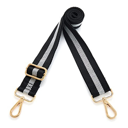 Kolti Purse Strap Replacement Crossbody Handbag Stripe Wide Adjustable - color: Gold Buckle-220