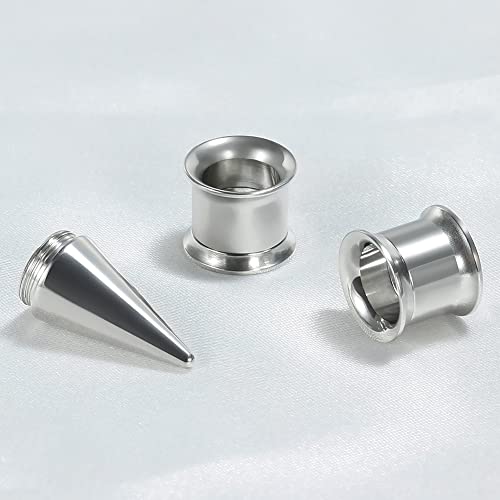 36PCS Ear Gauge Stretching Kit Stainless Steel Double Flare Alloy Tapers 3 In 1 Plugs Set Eyelet 14G-00G - color: (1.6-10mm)-Silver-Flare