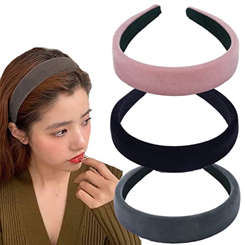 Velvet Wide Headbands for Women Soft Head Bands Diademas Para Mujer De Moda Hairbands for Women Girls Fashion No Slip Headband for Women Hairbands Hair Accessories (3 Pack-B) - color: Pack-B