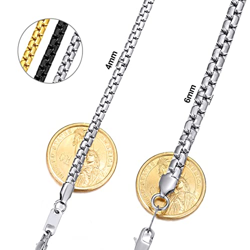 GoldChic JEWELRY Chunky Cuban Chains for Men,Stainless Steel Cuban Chain Necklace, Venetian Chain Curb Chain Hip Hop Jewelry,4/6/9/12/14mm Width,14-30 inch Length, Black/Gold Plated/Silver - color: Silver, size: 14"(35cm), style: Venetian Chain-4MM width