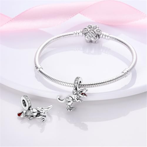 925 Silver Charm for Bracelets Animal Pet Insect Series Women Jewelry Gift - color: Silver dinosaur