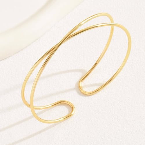 Todenb Upper Arm Cuff for Women Minimalist Adjustable Arm Band Gold Silver Arm Cuff Multi-Layer Arm Bracelet Upper Arm Jewelry - color: Gold Cross