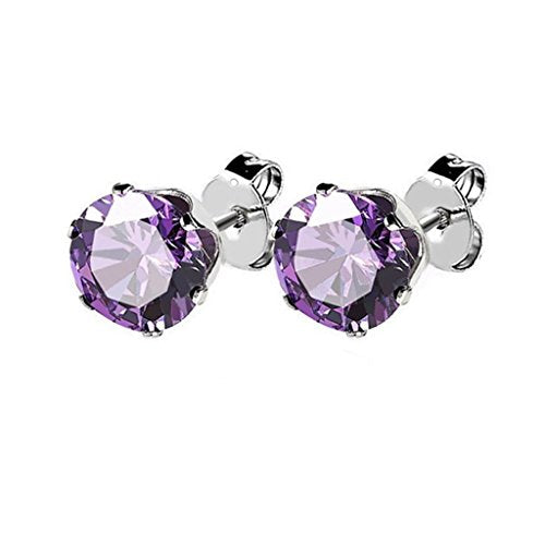 316L Stainless Steel 22G Stud Earrings Set Of 5 Pairs Cubic Zirconia Earring Studs 22 Gauge Prong Setting CZ Gems Ear Stud Jewelry 3mm-7mm Pack of 10 - style: 5mm - 10PCS