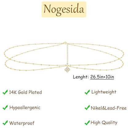 14K Gold Plated Waist Chain for Women, Layered Belly Belt Chains Beach Waist Beads Chain Waterproof Body Chain Summer Jewelry Accessories for Women - style: GD-1