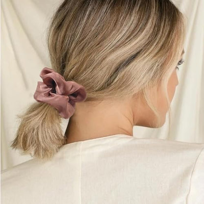Hair Scrunchies for Women - Hair Ties No Damage Both for Thick Hair or Thin Hair Curl Hair No Crease Scrunchies Ponytail Holder No Hurt Your Hair - color: Black Brown Pink Light Pink