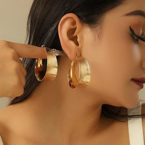 Large Gold Hoop Earrings Lightweight big Earrings for Women Silver Chunky Earrings Big Hoop Earrings for Wedding 70s Jewelry