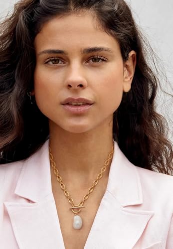 SOFYBJA Saint Benedict Necklace Drop 18K Gold Toggle Medallion Coin Cross Pendant Necklaces Religious Jewelry Catholic Gift for Women - color: Gold Chunky Baroque Pearl Pendant Necklace for Women