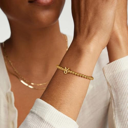 Gold 12 Constellations Bracelets for Women, 18K Gold Plated Beaded Stretch Bubble Bracelets Charm Jewelry Bracelet Gifts for Birthday Mother's Day Valentines Christmas - color: Taurus