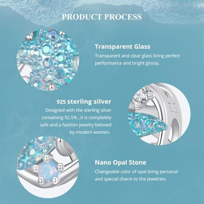 Hummingbird Charms For Bracelets 925 Sterling Silver Animal Dangle & Beads Butterfly Cat Beads Charms For Women Jewelry Gift - color: Blue starfish