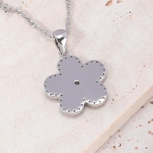 CiNily Opal Leaf/Flower Pendant Necklace for Women Silver Plated Jewelry Gift - color: Silver-Blue
