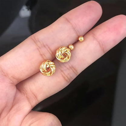 IMBOS Pearl Earrings 14k Gold Plated Daisy Flower Stud Earrings for Women Ball Stud Flat Back Earring Hypoallergenic Statement Earring Trendy Jewelry Gift for Women - color: Gold-Knot Ball