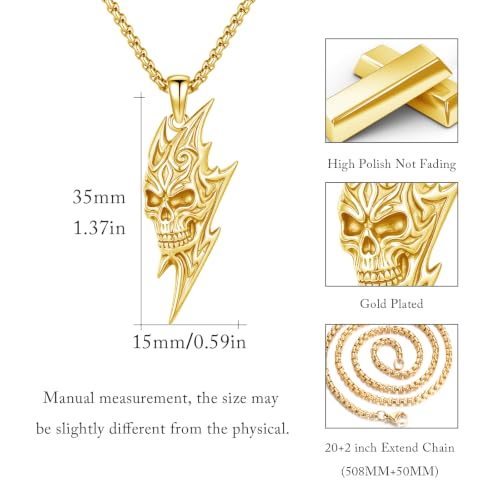 Skull Necklace for Men Women Gothic Skull Necklace for Men Women - style: 14K Skull necklace#1