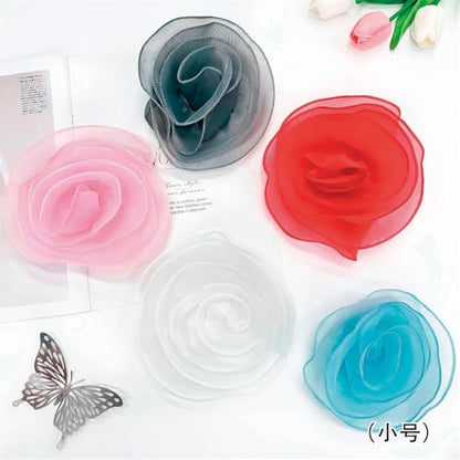 10inch Extra Large Flower Brooch Pin for Women Fashion Dainty Organza Satin Fabric Big Camellia Brooches Lapel Pins Wedding Dance Party Dress Accessories Exaggerated Jewelry Gift - color: 6 inch Pink