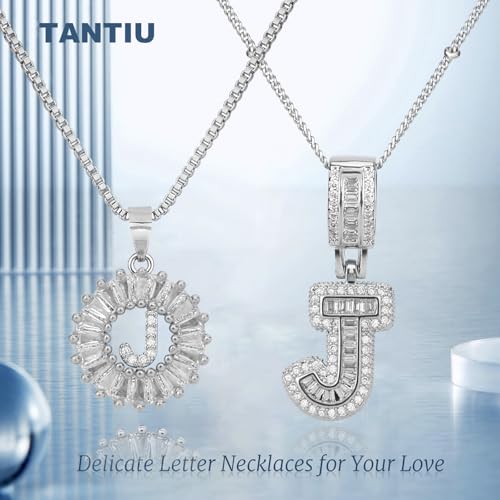 14K Gold Plated Alphabet Necklace Cubic Zirconia Letter Pendant, Personalized Name Jewelry Gift for Women, Customizable A-Z, Birthday/Mothers Day Gifts for Womens - color: White Gold, style: Style-J