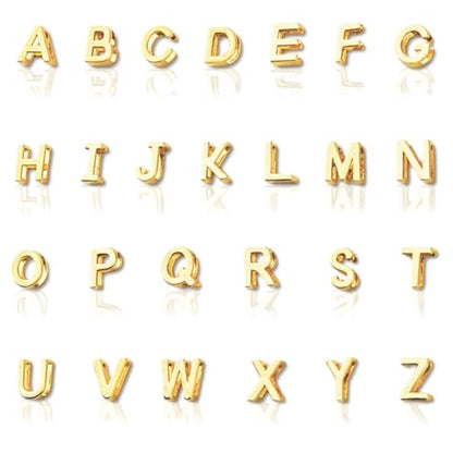26Pcs 18K Gold Filled A-Z Alphabet Letters Charms for Jewelry Making, Initial A-Z Alphabet Charm Pendant Beads, Slide Glitter Pendants for Women DIY Bracelet Necklace Earrings Choker Making - color: Style C