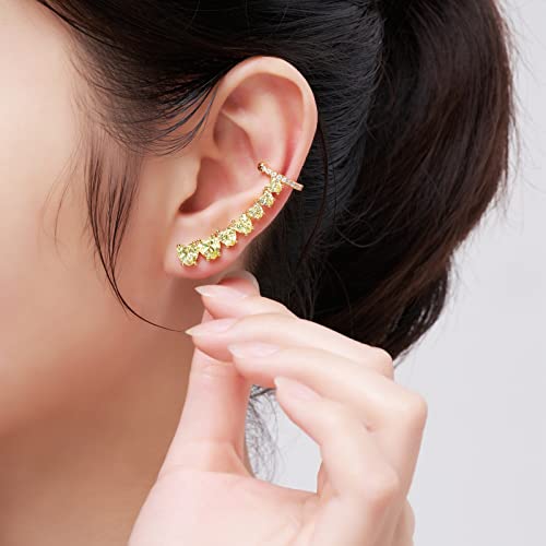 925 Sterling Silver Post Stud Earrings for Women Cartilage Ear Cuffs Hoop Climber 7 Multcolors Cubic Zirconia CZ Hypoallergenic Piercing Gifts For Her - color: Peridot Gold