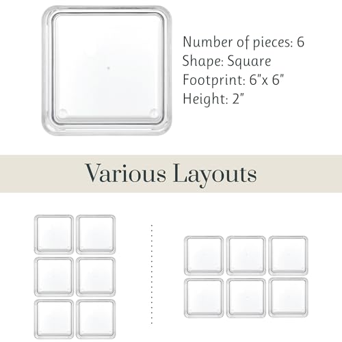 STORi SimpleSort 6-Piece Stackable Clear Drawer Organizer Set | 6" x 6" x 2" Square Trays | Small Makeup Vanity Storage Bins and Office Desk Drawer Dividers | Made in USA - size: 6x6x2"