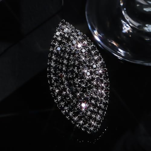 Sparkling Oval Chunky Rhinestone Ring for Women Adjustable Thick Big Cocktail Statement Rings Cubic Zirconia Geometric Crystal Band Ring Wedding Birthday Party Halloween Christmas Jewelry - color: Black