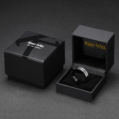 King Will Mens 8mm Cross Groove Tungsten Carbide Wedding Ring | Rose Gold, 8mm, Grooved, Comfort Fit, Cross design, Everyday Wear - color: Gunmetal&Black-Cross Groove 7mm