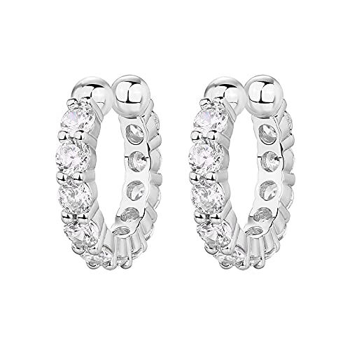 PAVOI 14K Gold Plated CZ Ear Cuff Earrings for Women, Clip On Cartilage | Hypoallergenic Huggie Ear Cuffs with Cubic Zirconia - style: CZ - Wide