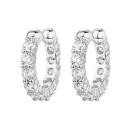 PAVOI 14K Gold Plated CZ Ear Cuff Earrings for Women, Clip On Cartilage | Hypoallergenic Huggie Ear Cuffs with Cubic Zirconia - style: CZ - Wide