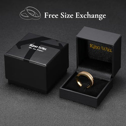King Will Mens Tungsten Wedding Band with Cubic Zircon Inlay 7mm/8mm Flat Cut Comfort Fit Engagement Rings - color: Gold&White-6mm