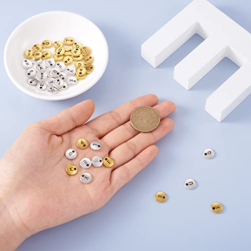 Craftdady Letter Charms Capital Pendants Mixed A-Z Initial Letter Number Charms DIY Bracelet Necklace Pendants for Jewelry Making, Gold, Antique Silver, Platinum - color: Gold & Silver, Flat Round