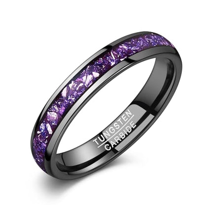 NUNCAD Black Tungsten Ring, Men's Wedding Rings with Blue/Amethyst/Galaxy Opal Ring 4mm 8mm Engagement Promise Ring Comfort Fit Size 5-12 - color: Amethyst & 4mm