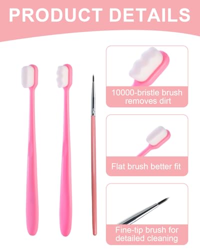 Jewelry Cleaning Kit with Cleaning Brushes and Velvet Polishing Cloths - color: 5 Piece Pink