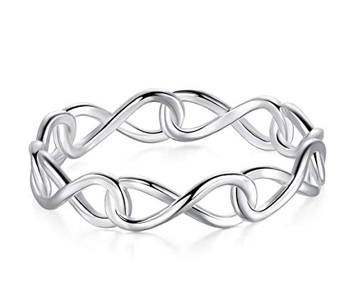 BORUO 925 Sterling Silver Ring High Polish Infinity Symbol Tarnish Resistant Comfort Fit Wedding Band Ring Size 4-12