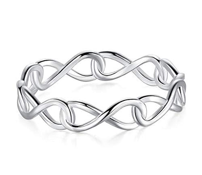 BORUO 925 Sterling Silver Ring High Polish Infinity Symbol Tarnish Resistant Comfort Fit Wedding Band Ring Size 4-12
