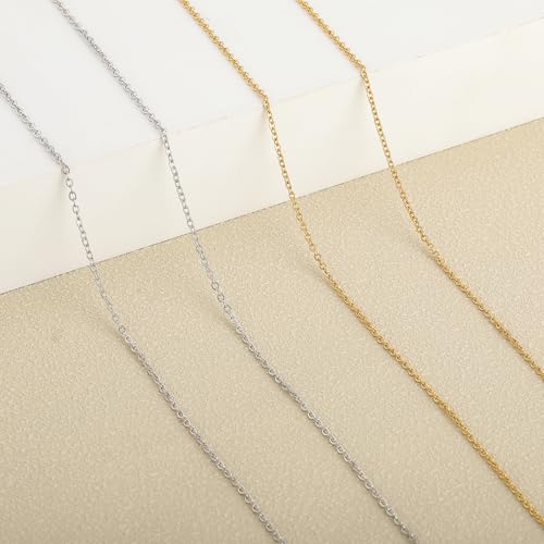 SMYHTGLIF 2 Rolls Total 65.6 Feet Oval Cable Chain for Jewelry Making | Gold & Silver Stainless Steel Jewelry Making Chains DIY Craft Chain Bulk Roll Jewelry Findings - size: 1.9×1.5mm