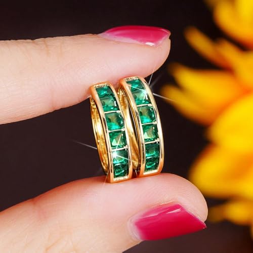 Fashionable Hoop Earrings with Princess Square Cubic Zirconia for Women - color: E6098