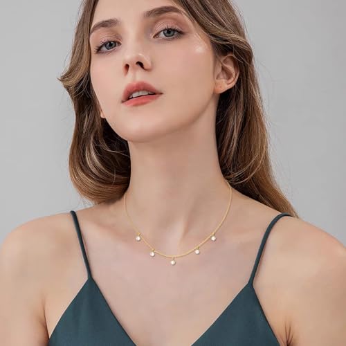 KECHO 14k Gold Pearl Necklace for Women, Freshwater Pearl Pendant Jewelry Wedding Anniversary Birthday Gifts for Her - style: F-Five Pearls Necklace