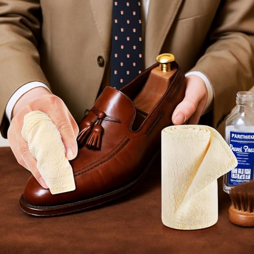 10 Pcs Shine Shoes Cloth Kit Polish Dauber Applicators Cleaning Leather Shoes Boots Microfiber Care Cloths Suede Cleaner - color: Ivory