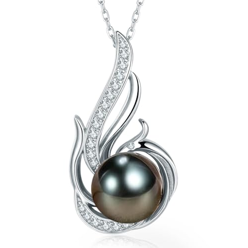 NONNYL Necklace Gifts for Women-Mothers Day Gift for Mom Her Wife Coules Girlfriend-Gifts for Wife Women Wedding Birthday Anniversary Jewelry, Christmas Day Valentine's Gift, Pearl Necklaces - color: Tahitian Black Pearl Necklace