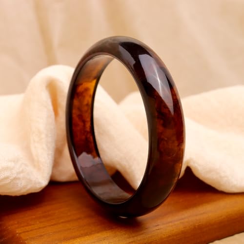 Chunky Resin Wide Bangle Bracelets for Women, Trendy Statement Minimalist Acrylic Bracelet Prom Holiday Jewelry Gift - color: Amber