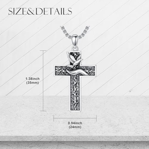 Cross Necklace for Men Women 925 Sterling Silver Cross Pendant Necklace Christian Religious Jewelry Gifts for Anniversary - color: 21-Dove Cross