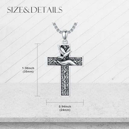 Cross Necklace for Men Women 925 Sterling Silver Cross Pendant Necklace Christian Religious Jewelry Gifts for Anniversary - color: 21-Dove Cross
