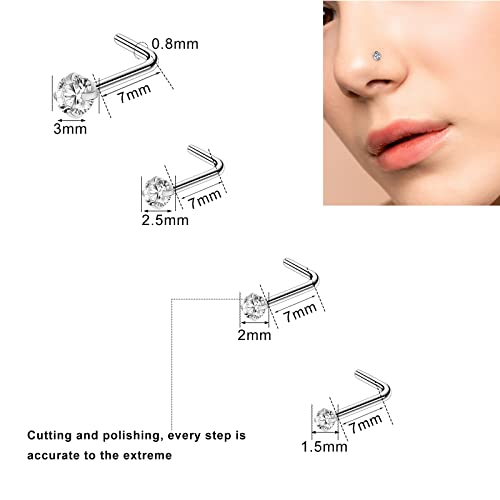 35-70 PCS 18G 20G Nose Rings for Women & Men - Gold Hoops, L Shape, Studs & Screw - 316L Surgical Stainless Steel - color: Color G-40pcs