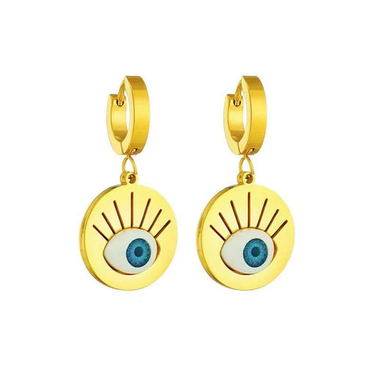 Silver/Gold Boho Dangle Statement Earrings for Women Trendy,Handmade Vintage Dainty Cute Long Drop Summer Earrings,fashion Accessories Jewelry Gifts - color: A21 Gold Evil eye ball shaped