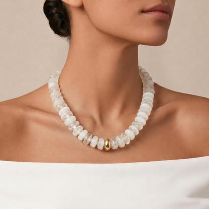 Chunky Colorful Choker Necklace for Women - Summer Beach Round Resin Beads Necklace, Trendy Statement Summer Beach Jewelry Birthday Gifts for Vacation Holiday - color: 18mm White Bead